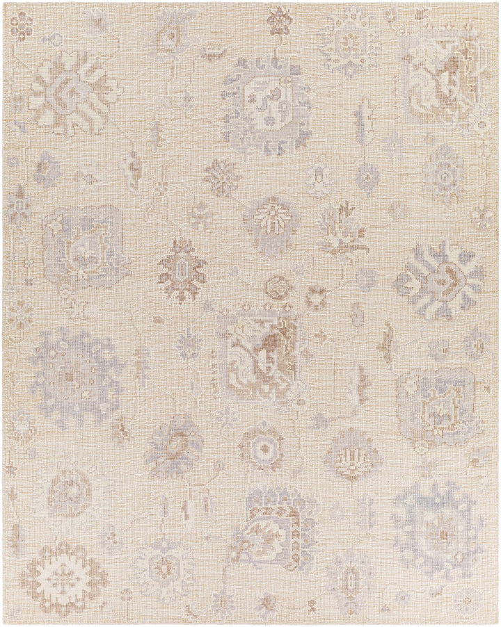 Bulusan Traditional Floral Design Beige Hand Knotted Outdoor Area Rug