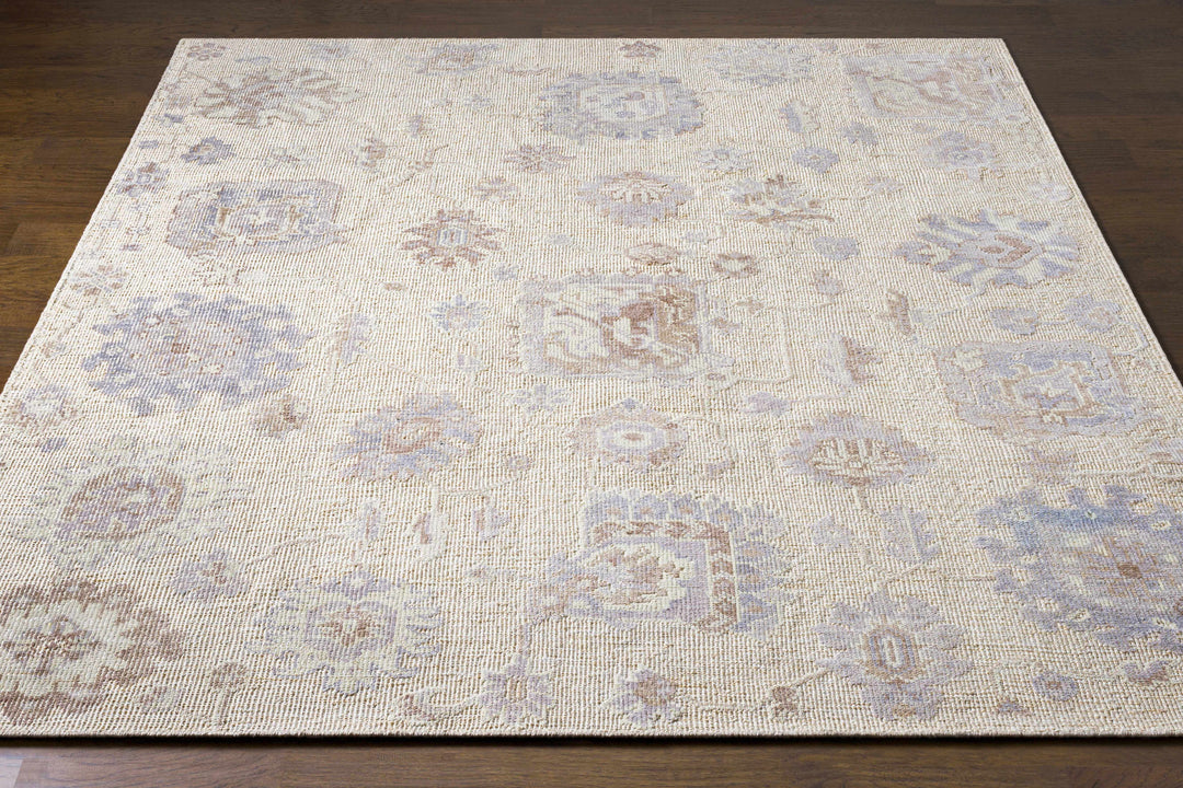 Bulusan Traditional Floral Design Beige Hand Knotted Outdoor Area Rug