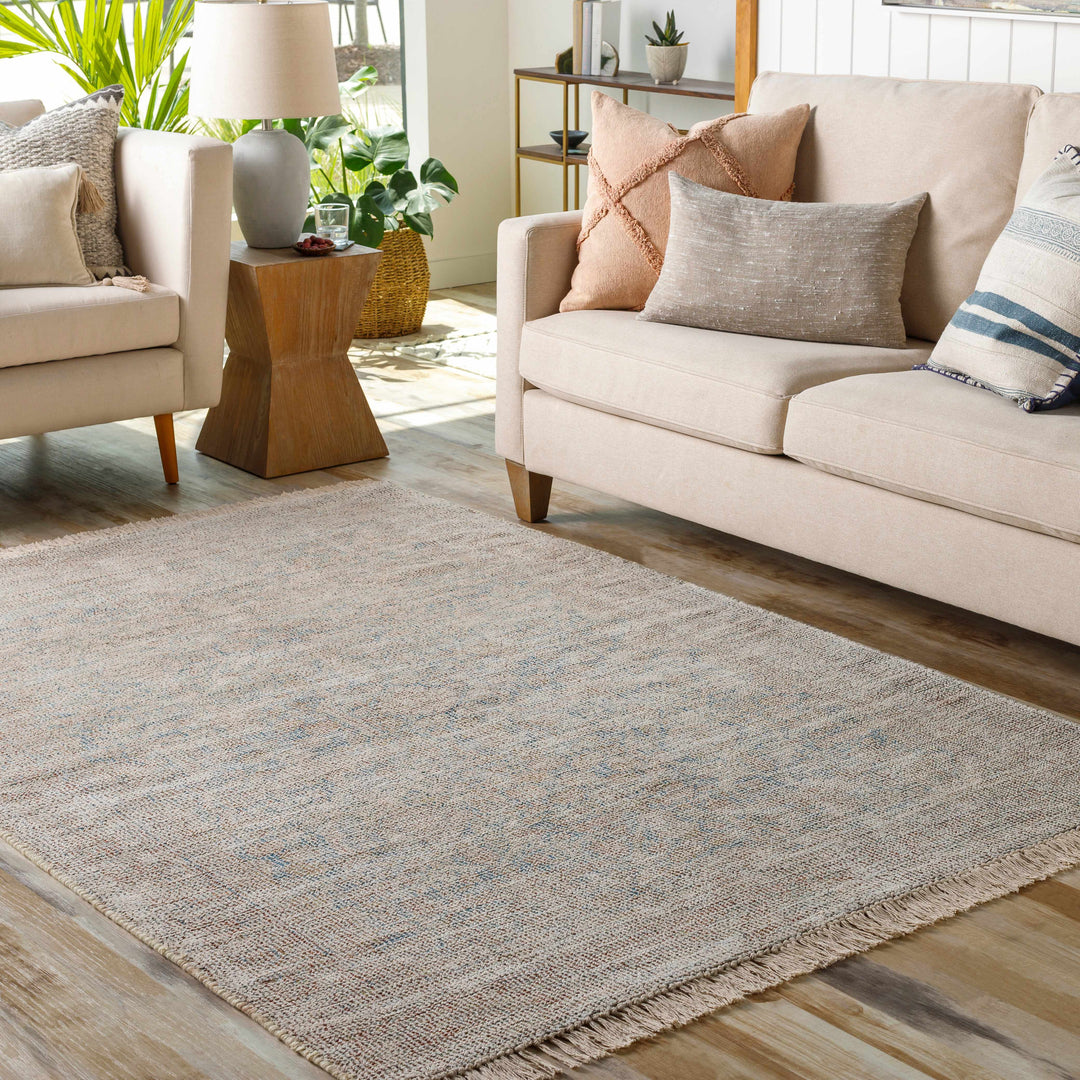 Bunawan Traditional Style Beige And Blue Hand Woven Area Rug