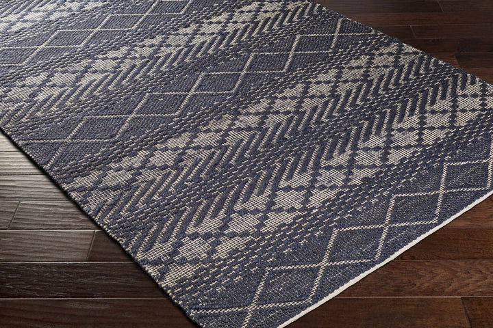 Bunclody Modern Geometrical Blue And Beige Hand Woven Area Rug - The Rug Decor