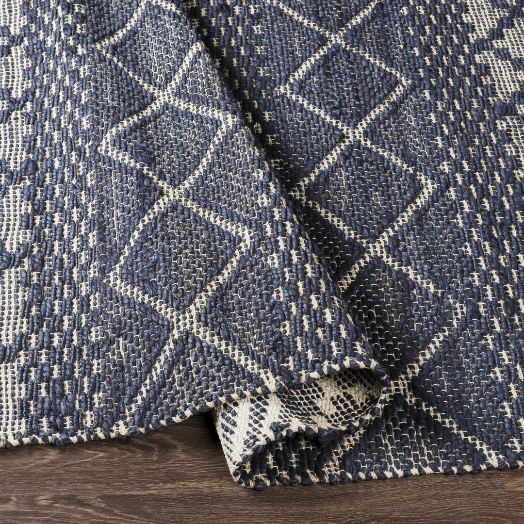 Bunclody Modern Geometrical Blue And Beige Hand Woven Area Rug - The Rug Decor