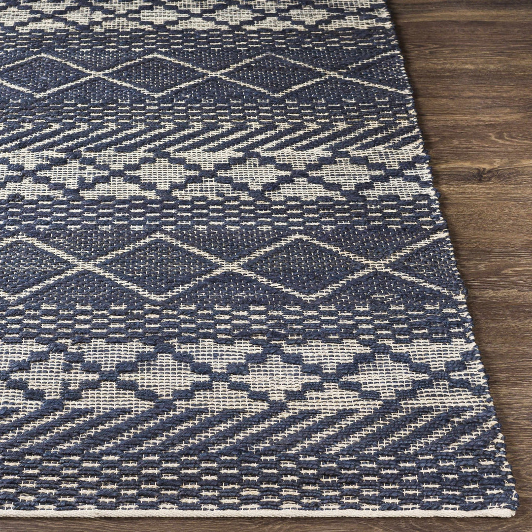 Bunclody Modern Geometrical Blue And Beige Hand Woven Area Rug - The Rug Decor