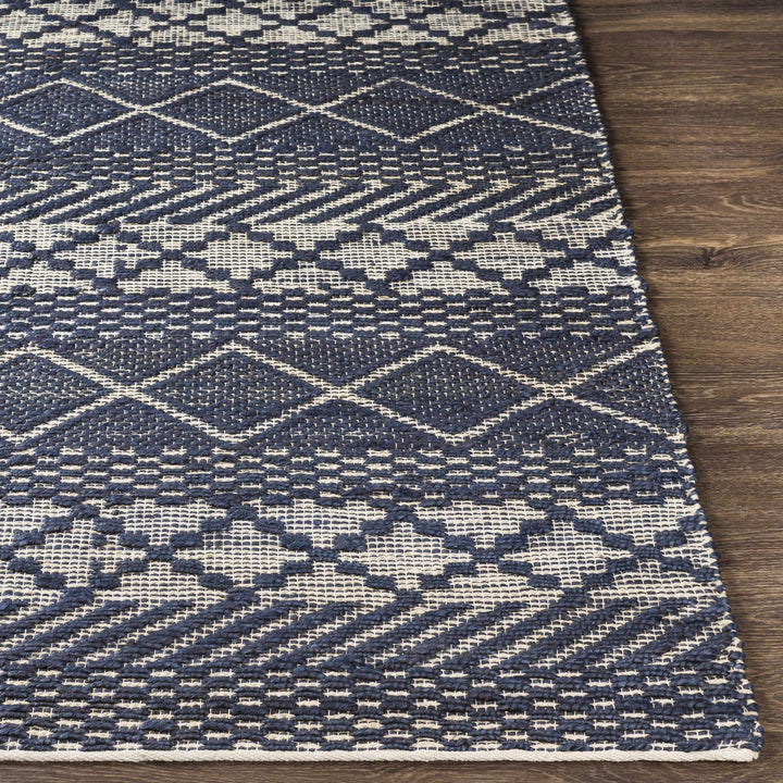Bunclody Modern Geometrical Blue And Beige Hand Woven Area Rug - The Rug Decor