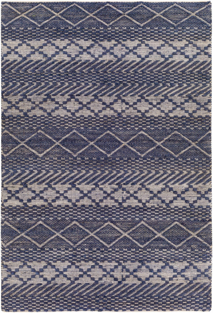 Bunclody Modern Geometrical Blue And Beige Hand Woven Area Rug - The Rug Decor