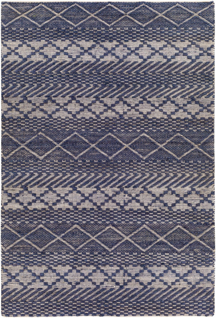 Bunclody Modern Geometrical Blue And Beige Hand Woven Area Rug - The Rug Decor