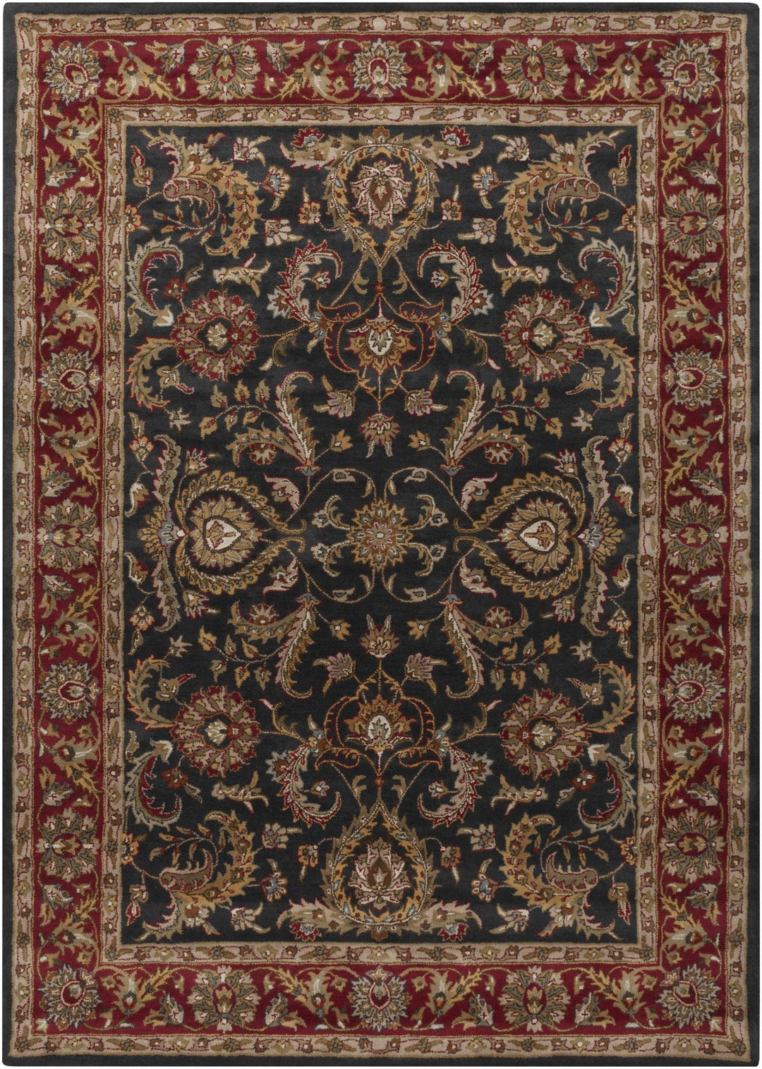 Bunola Traditional Persian Black And Maroon Rug - The Rug Decor