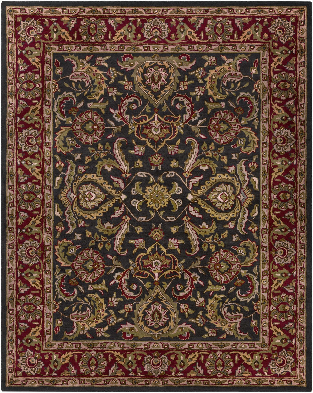 Bunola Traditional Persian Black And Maroon Rug - The Rug Decor