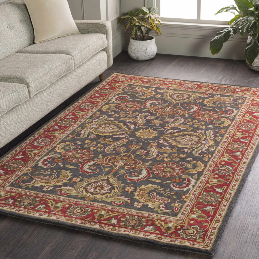 Bunola Traditional Persian Black And Maroon Rug - The Rug Decor