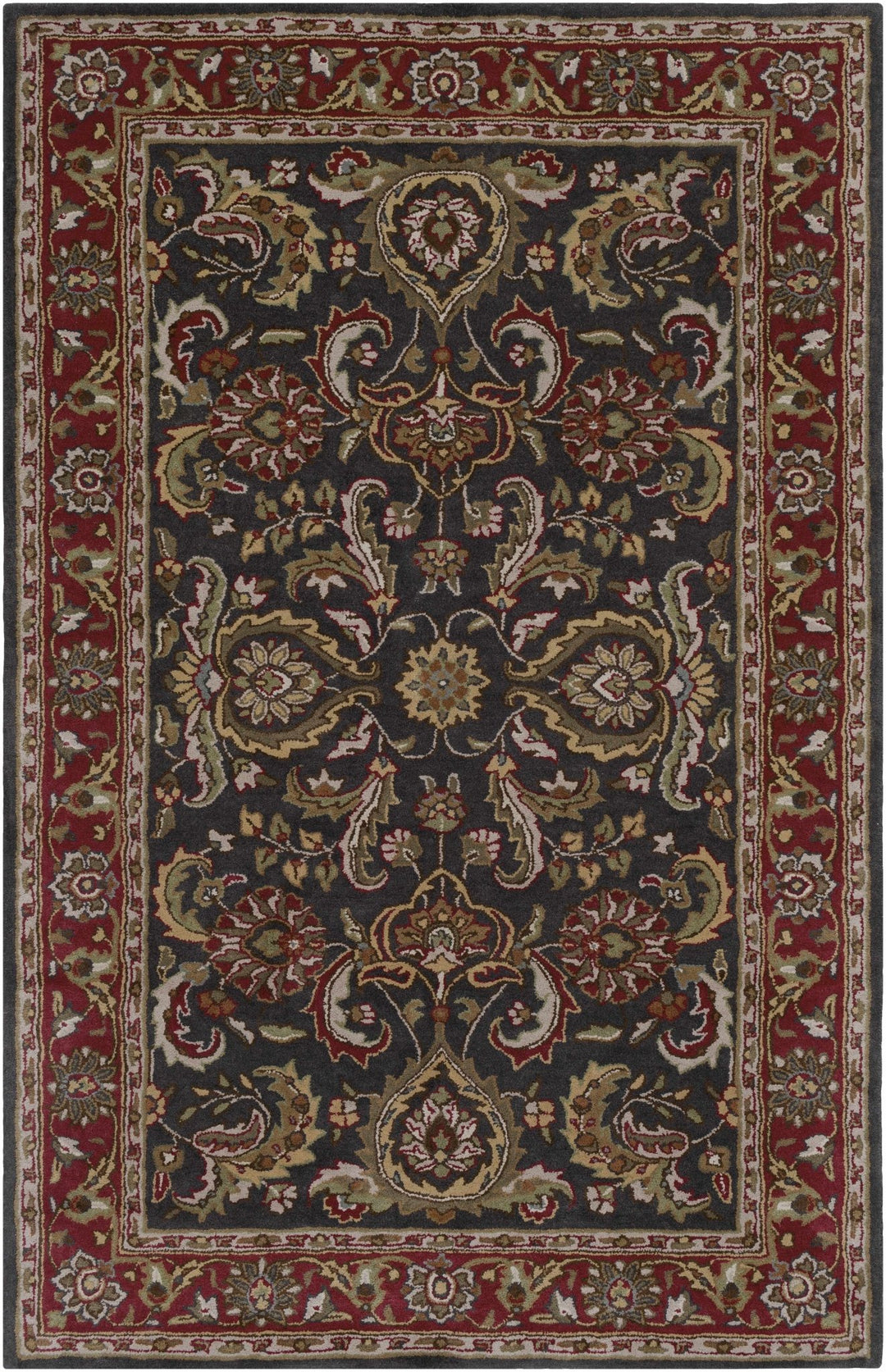 Bunola Traditional Persian Black And Maroon Rug - The Rug Decor