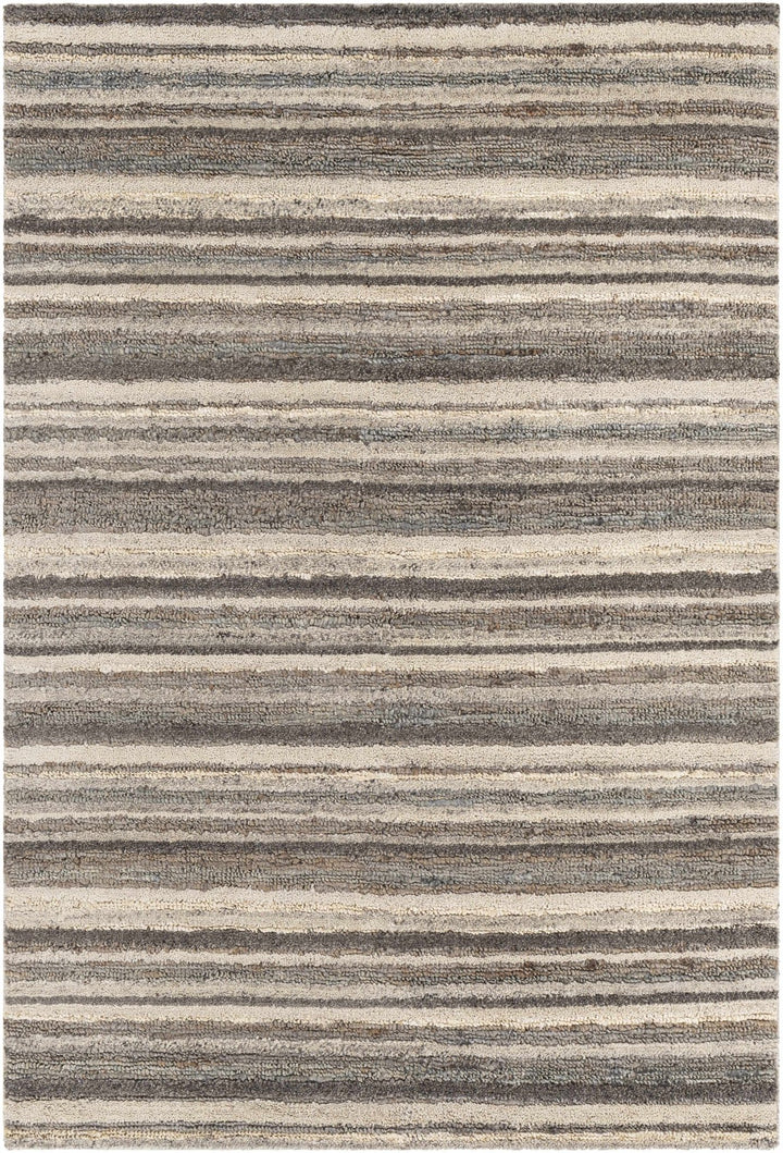 Burnage Modern Stripes Design Beige And Charcoal Hand Woven Area Rug - The Rug Decor