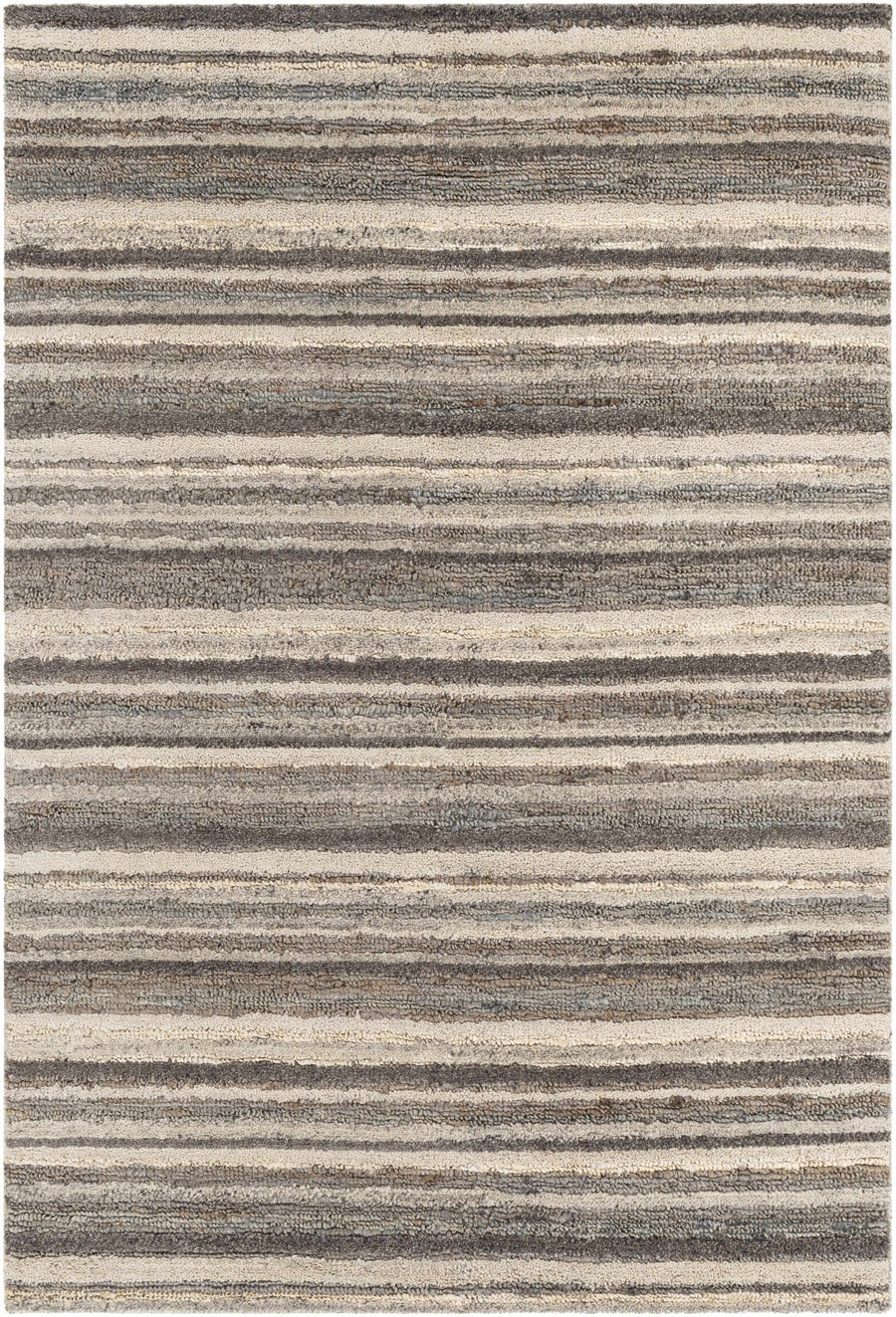 Burnage Modern Stripes Design Beige And Charcoal Hand Woven Area Rug - The Rug Decor
