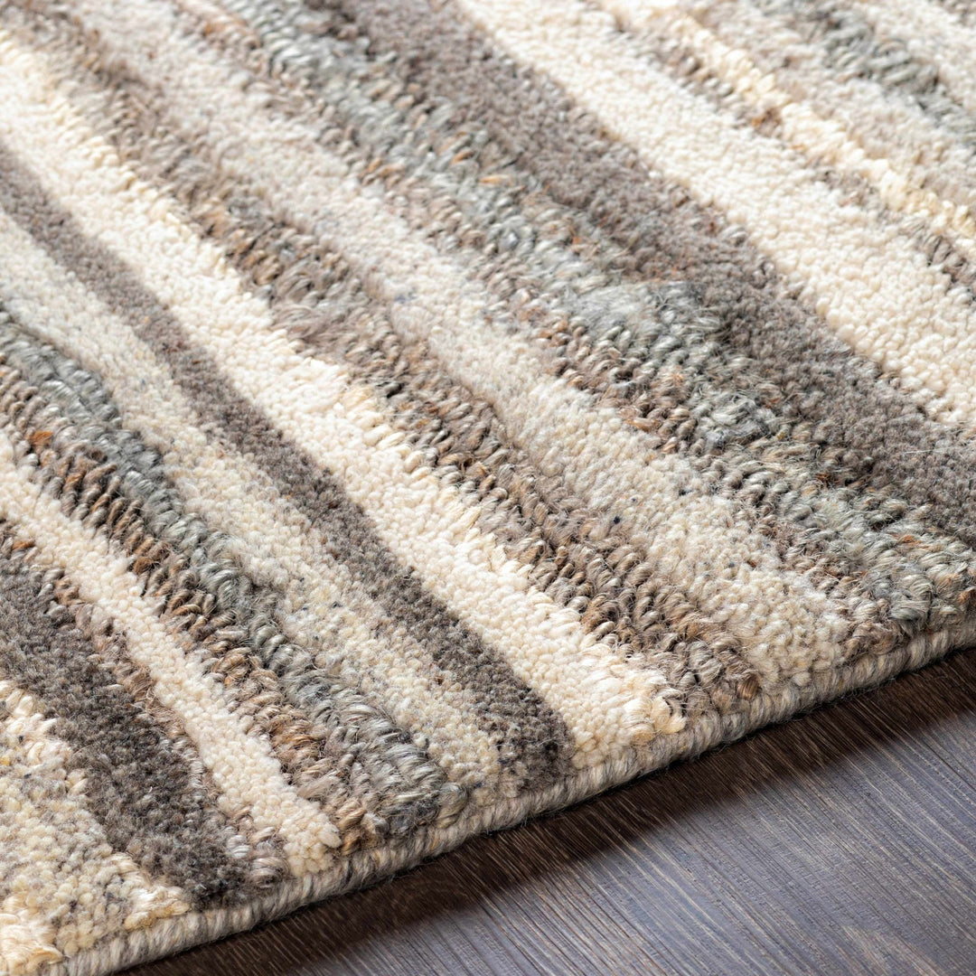 Burnage Modern Stripes Design Beige And Charcoal Hand Woven Area Rug - The Rug Decor