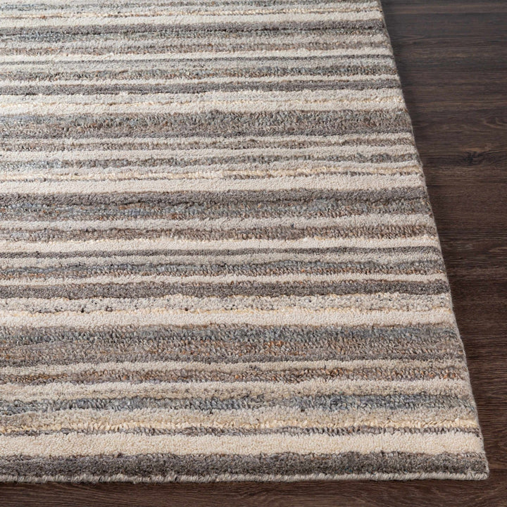 Burnage Modern Stripes Design Beige And Charcoal Hand Woven Area Rug - The Rug Decor