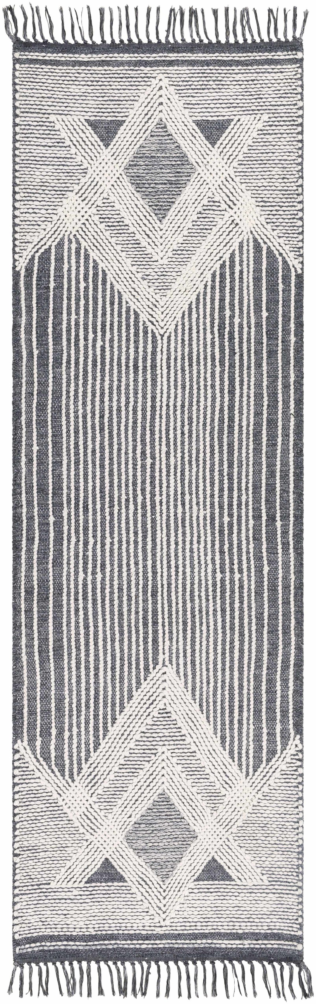 Burnopfield Charcoal And Ivory Modern Geometrical Design Area Rug