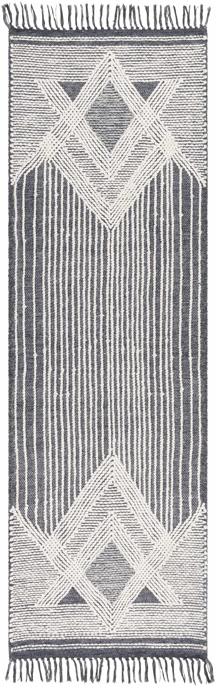 Burnopfield Charcoal And Ivory Modern Geometrical Design Area Rug