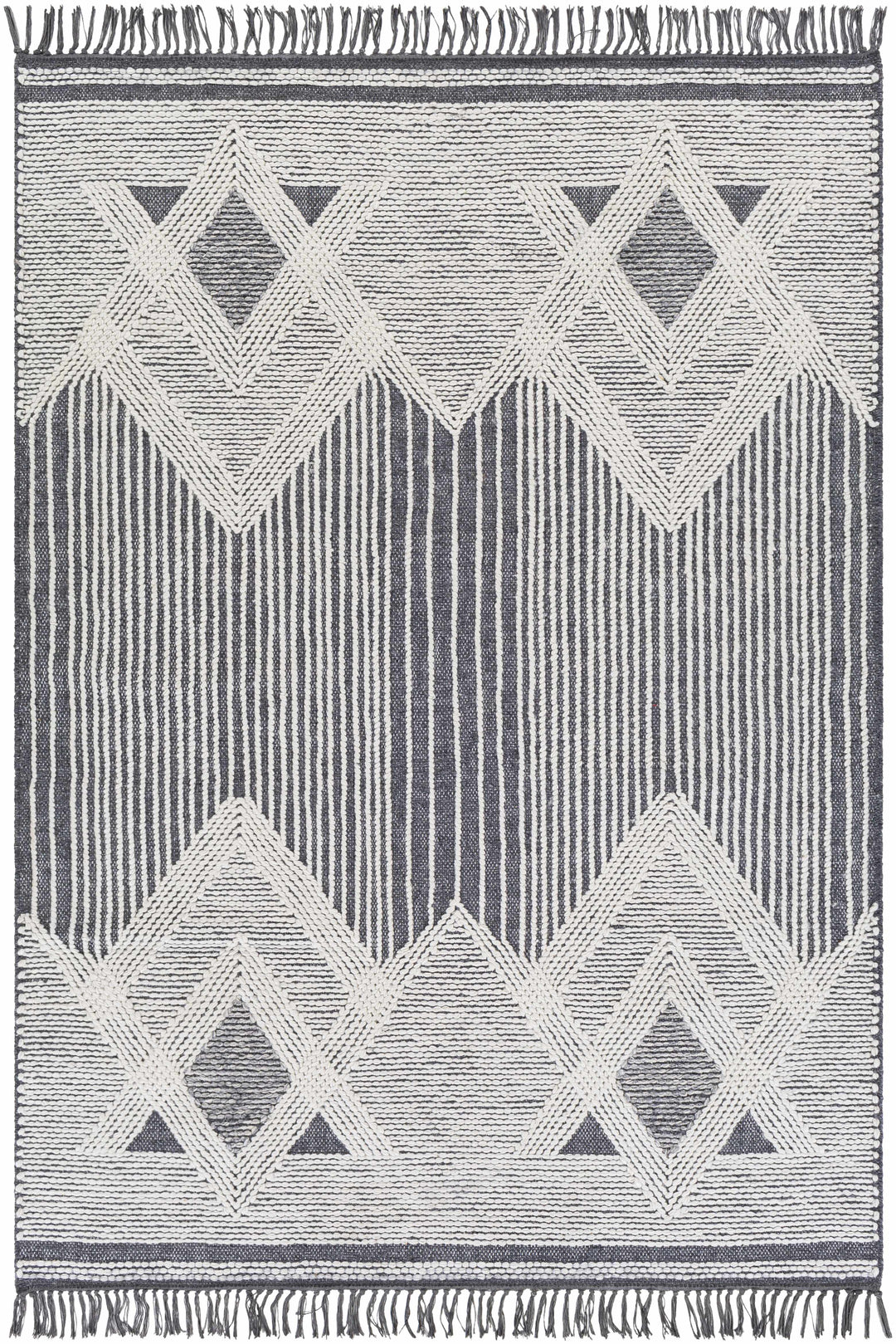 Burnopfield Charcoal And Ivory Modern Geometrical Design Area Rug