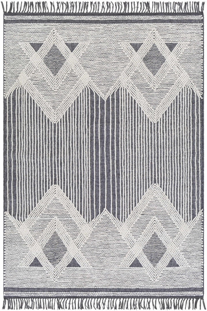 Burnopfield Charcoal And Ivory Modern Geometrical Design Area Rug