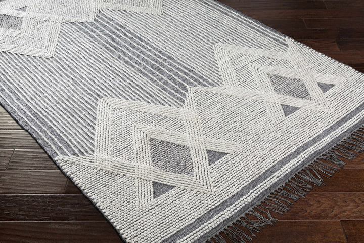 Burnopfield Charcoal And Ivory Modern Geometrical Design Area Rug
