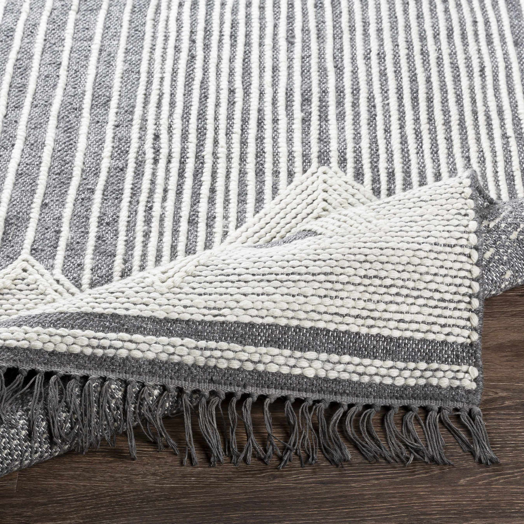 Burnopfield Charcoal And Ivory Modern Geometrical Design Area Rug
