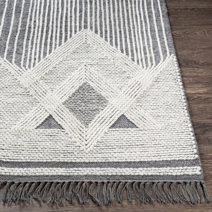 Burnopfield Charcoal And Ivory Modern Geometrical Design Area Rug