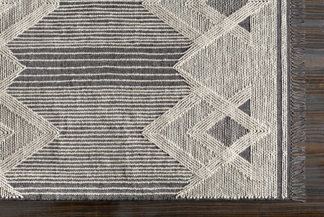 Burnopfield Charcoal And Ivory Modern Geometrical Design Area Rug