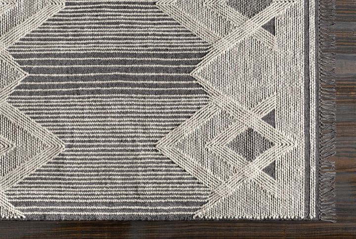 Burnopfield Charcoal And Ivory Modern Geometrical Design Area Rug