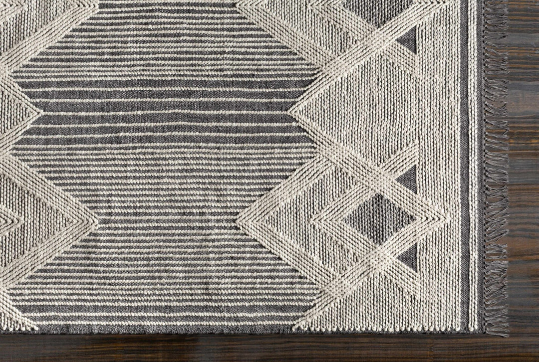 Burnopfield Charcoal And Ivory Modern Geometrical Design Area Rug - The Rug Decor