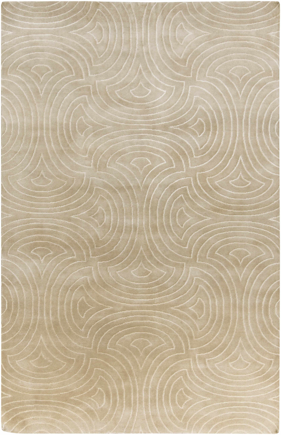 Burnwell Contemporary Style Beige Hand Knotted Area Carpet