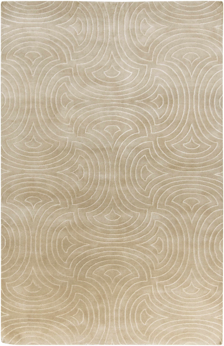 Burnwell Contemporary Style Beige Hand Knotted Area Carpet
