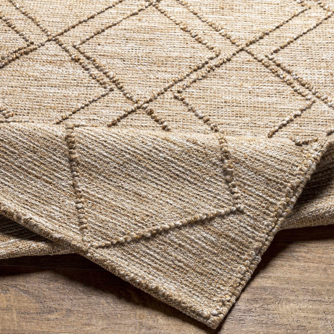Buse Bohemian Geometric Design Beige Hand Woven Jute Rug - The Rug Decor