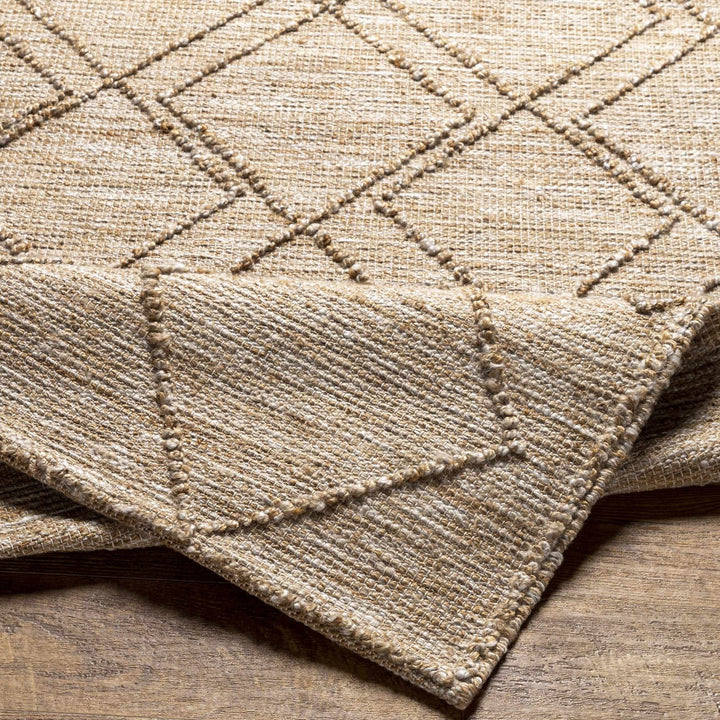 Buse Bohemian Geometric Design Beige Hand Woven Jute Rug - The Rug Decor