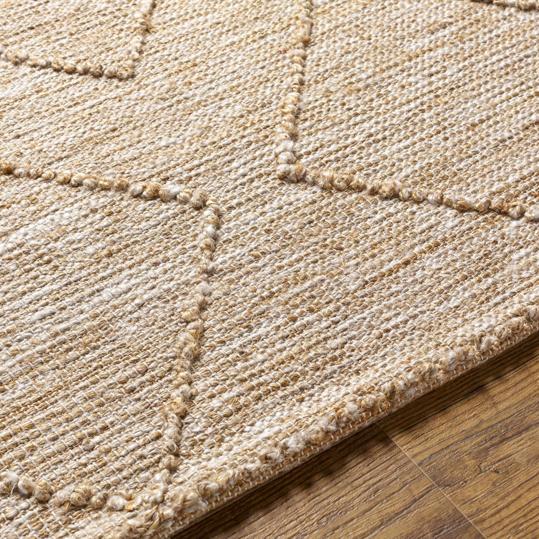 Buse Bohemian Geometric Design Beige Hand Woven Jute Rug - The Rug Decor