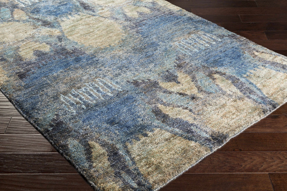 Bushong Modern Style Beige And Blue Hand Knotted Area Rug - The Rug Decor