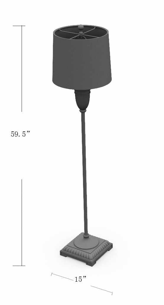 Butazon Traditional Floor Lamp – Gray Resin Base with Linen Shade - The Rug Decor