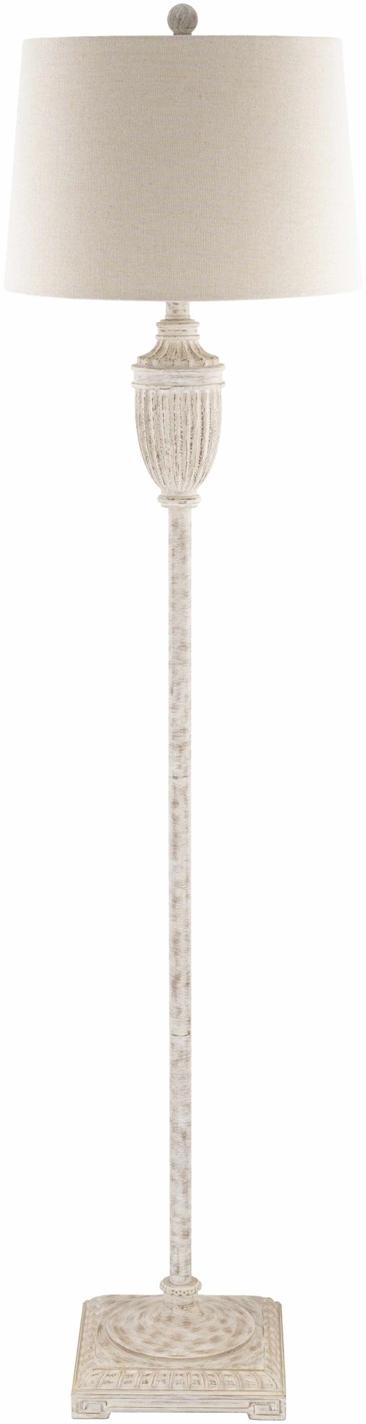 Butazon Traditional Floor Lamp – Gray Resin Base with Linen Shade - The Rug Decor