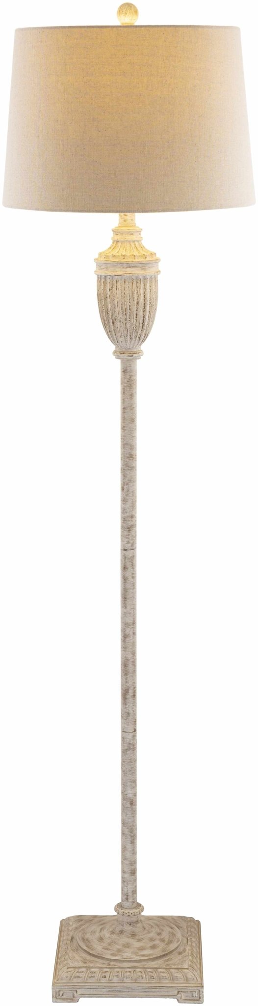 Butazon Traditional Floor Lamp – Gray Resin Base with Linen Shade - The Rug Decor