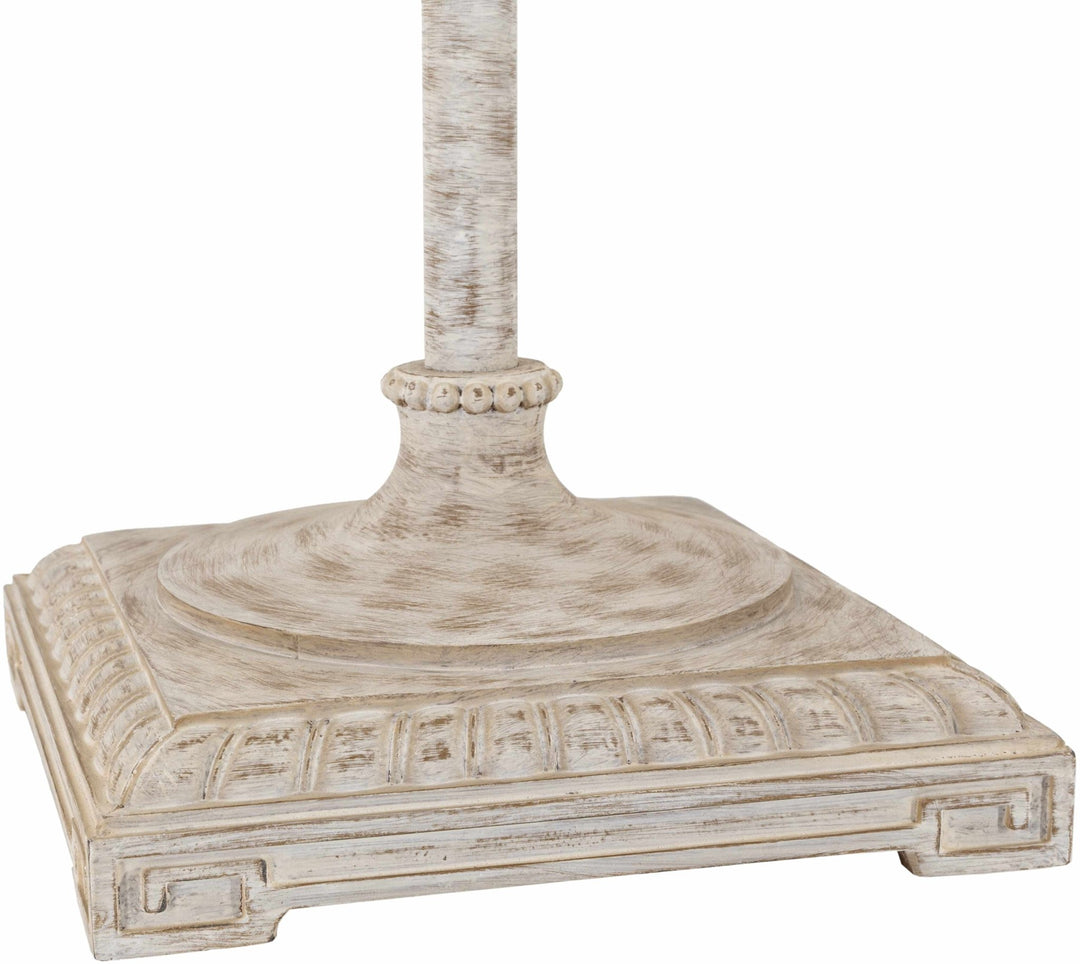 Butazon Traditional Floor Lamp – Gray Resin Base with Linen Shade - The Rug Decor