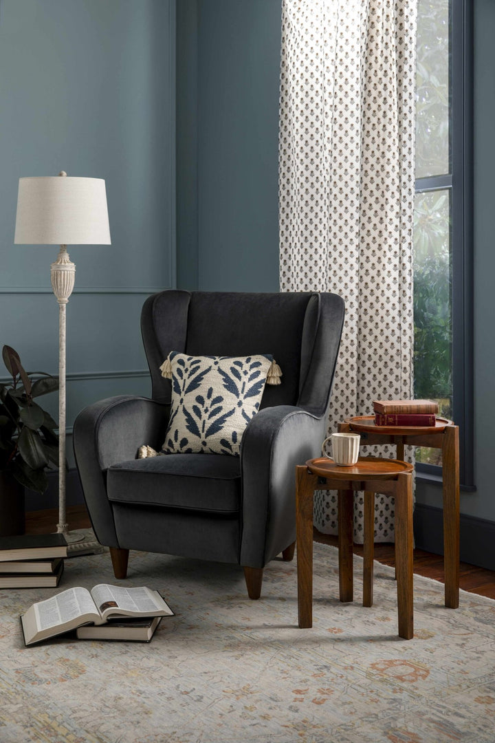 Butazon Traditional Floor Lamp – Gray Resin Base with Linen Shade - The Rug Decor