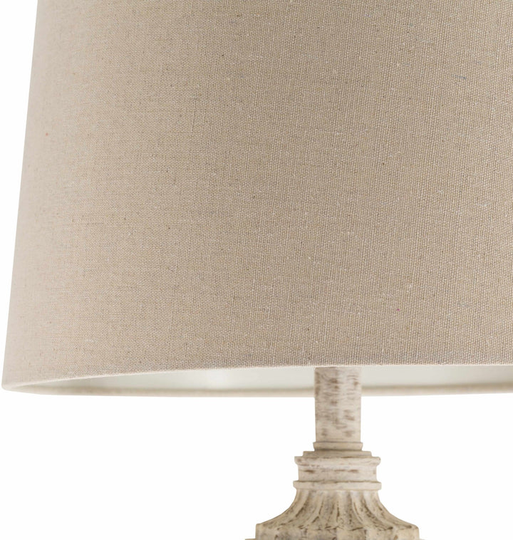 Butazon Traditional Floor Lamp – Gray Resin Base with Linen Shade - The Rug Decor