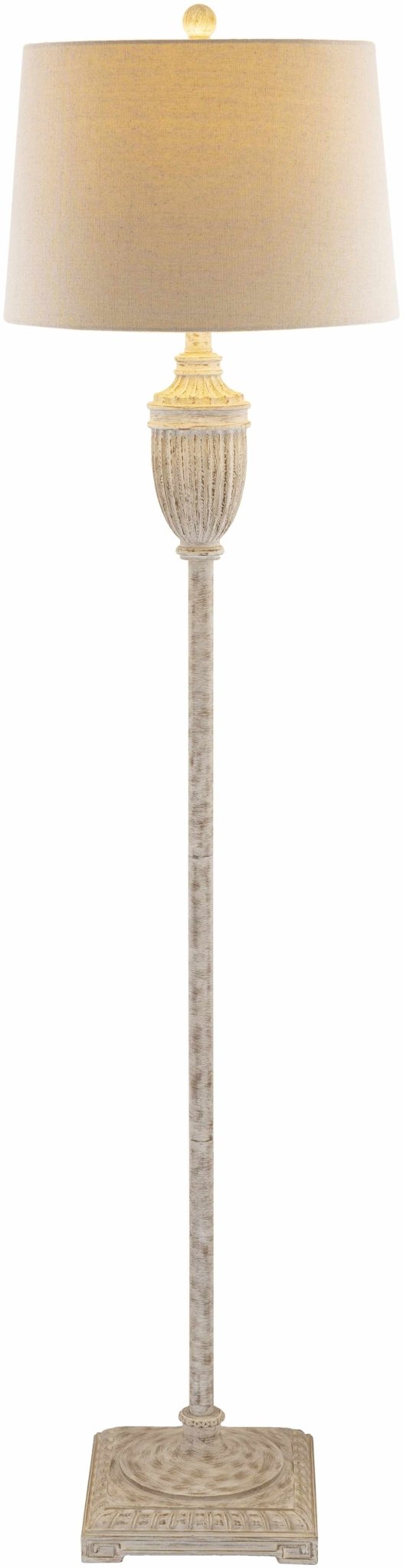 Butazon Traditional Floor Lamp – Gray Resin Base with Linen Shade - The Rug Decor