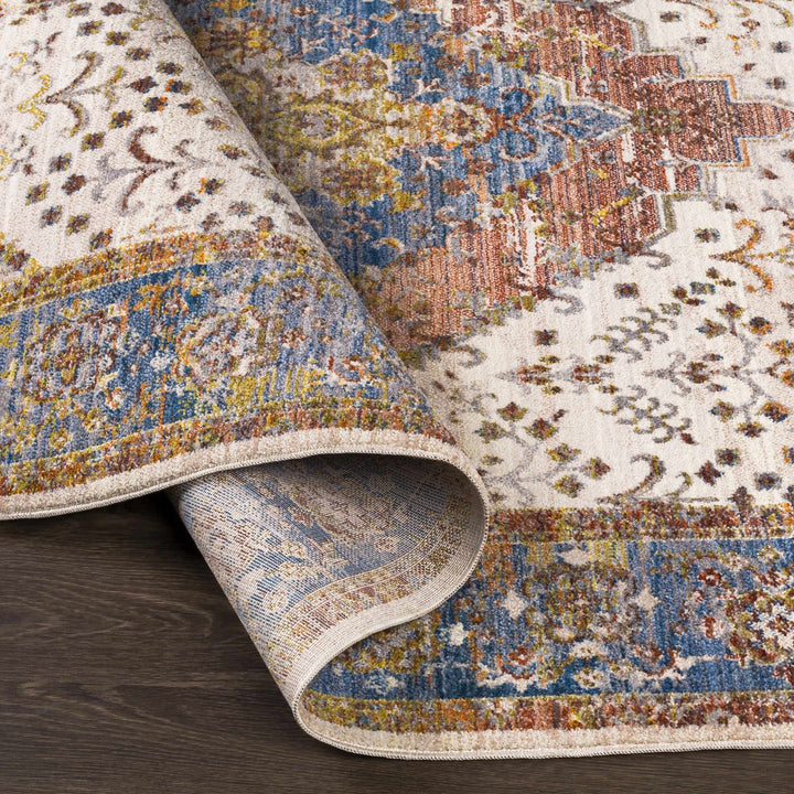 Butulan Ivory And Blue Traditional Style Area Rug - The Rug Decor