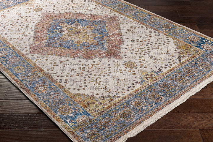 Butulan Ivory And Blue Traditional Style Area Rug - The Rug Decor