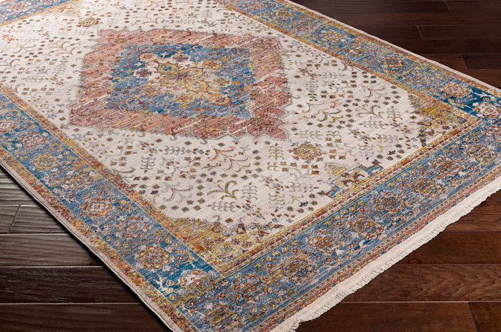 Butulan Ivory And Blue Traditional Style Area Rug - The Rug Decor