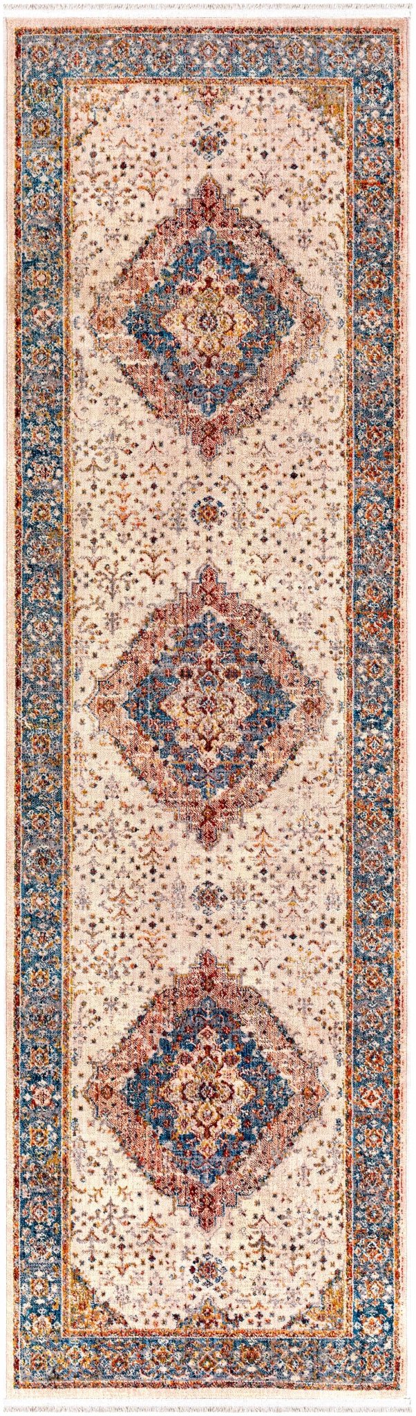 Butulan Ivory And Blue Traditional Style Area Rug - The Rug Decor