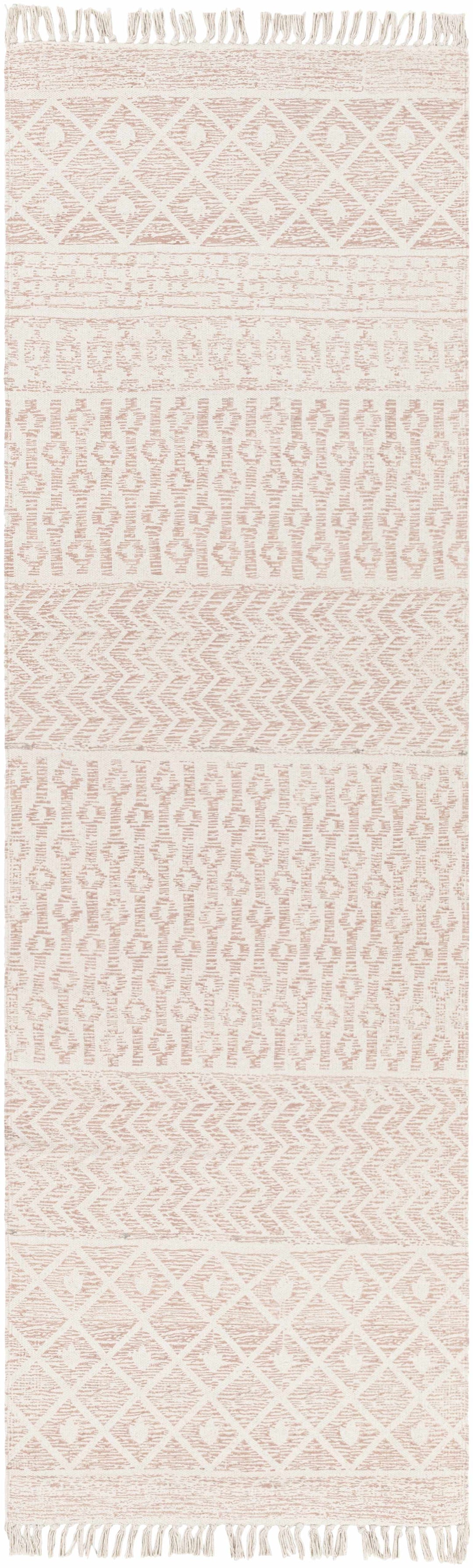 Beaverlodge Modern Geometrical Design Ivory And Pink Area Rug
