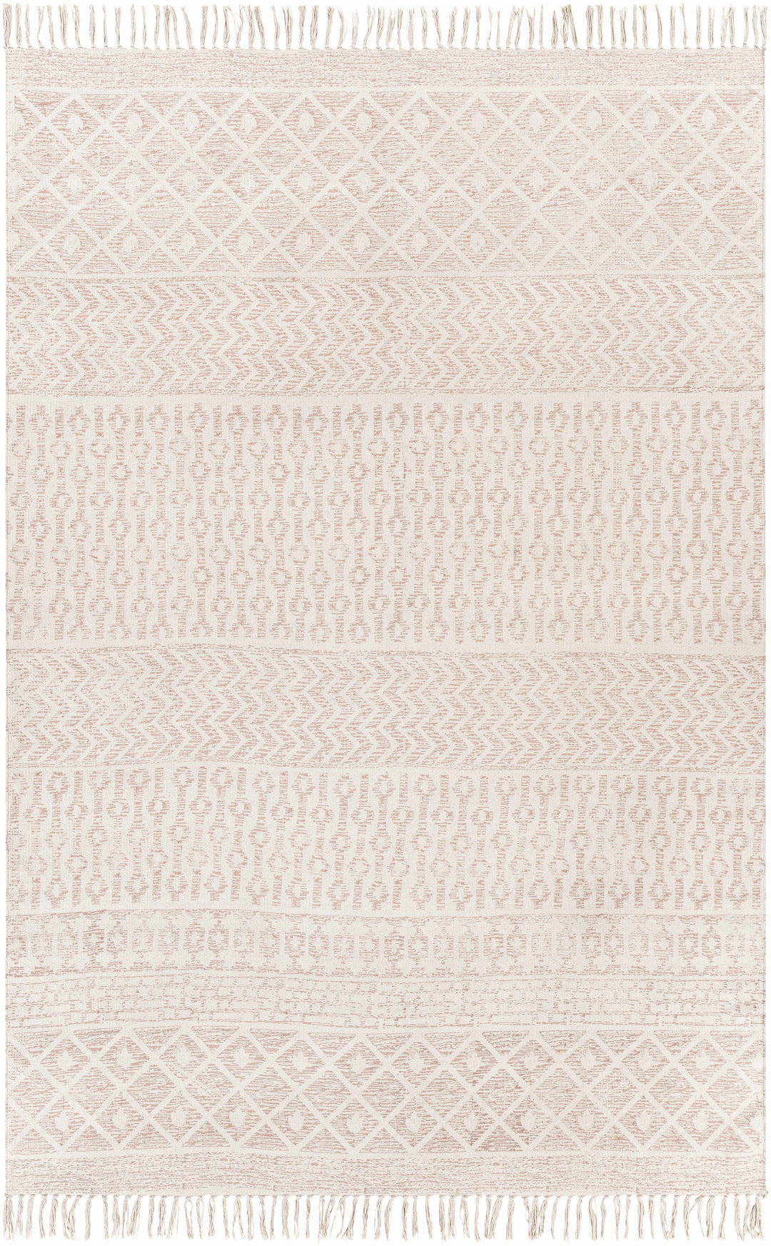 Beaverlodge Modern Geometrical Design Ivory And Pink Area Rug