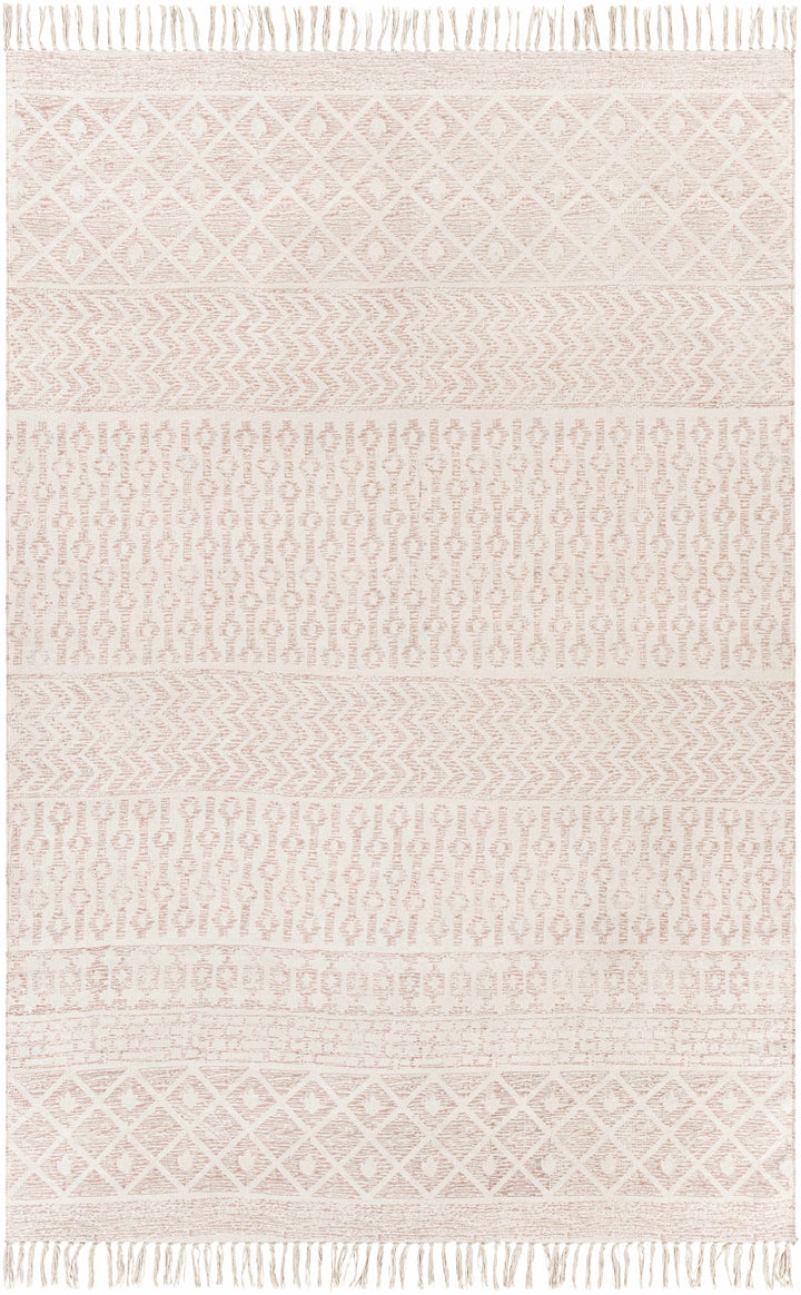 Beaverlodge Modern Geometrical Design Ivory And Pink Area Rug
