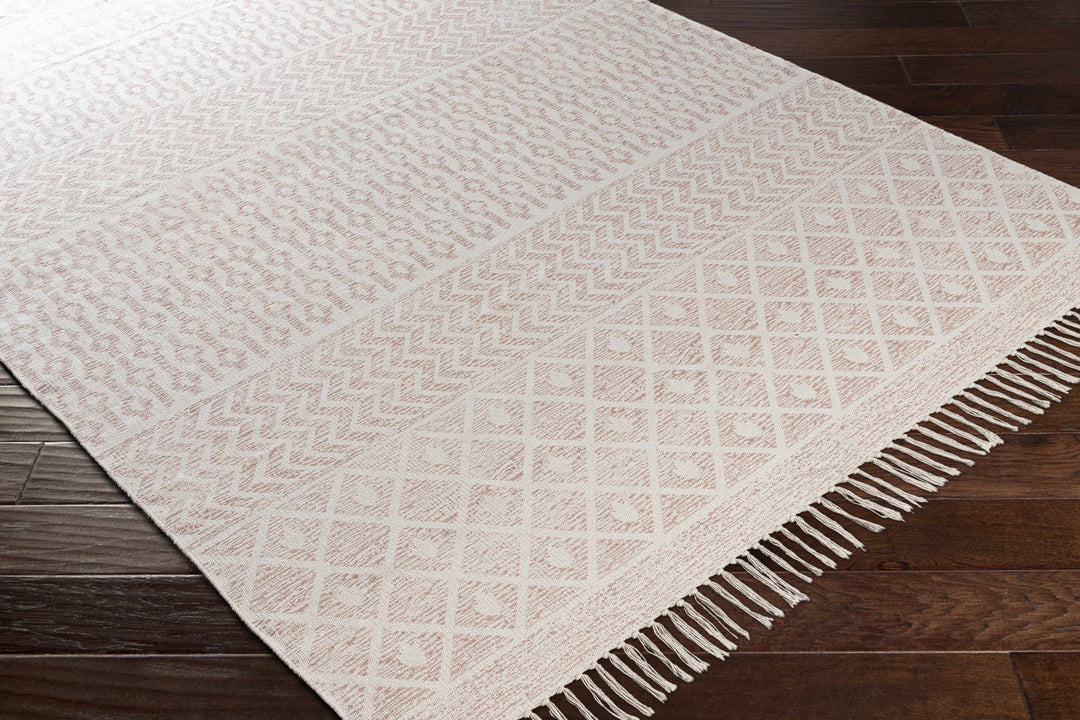 Beaverlodge Modern Geometrical Design Ivory And Pink Area Rug