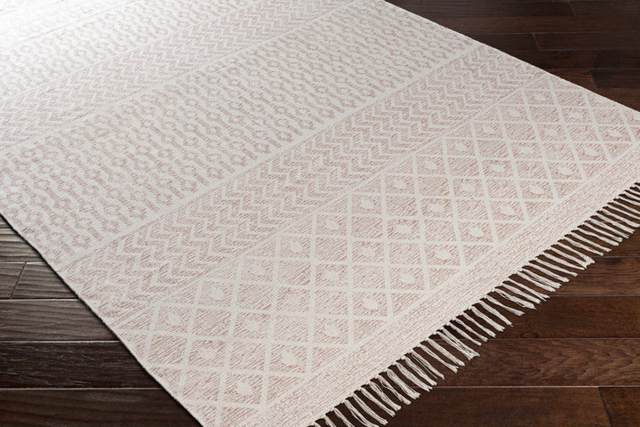 Beaverlodge Modern Geometrical Design Ivory And Pink Area Rug