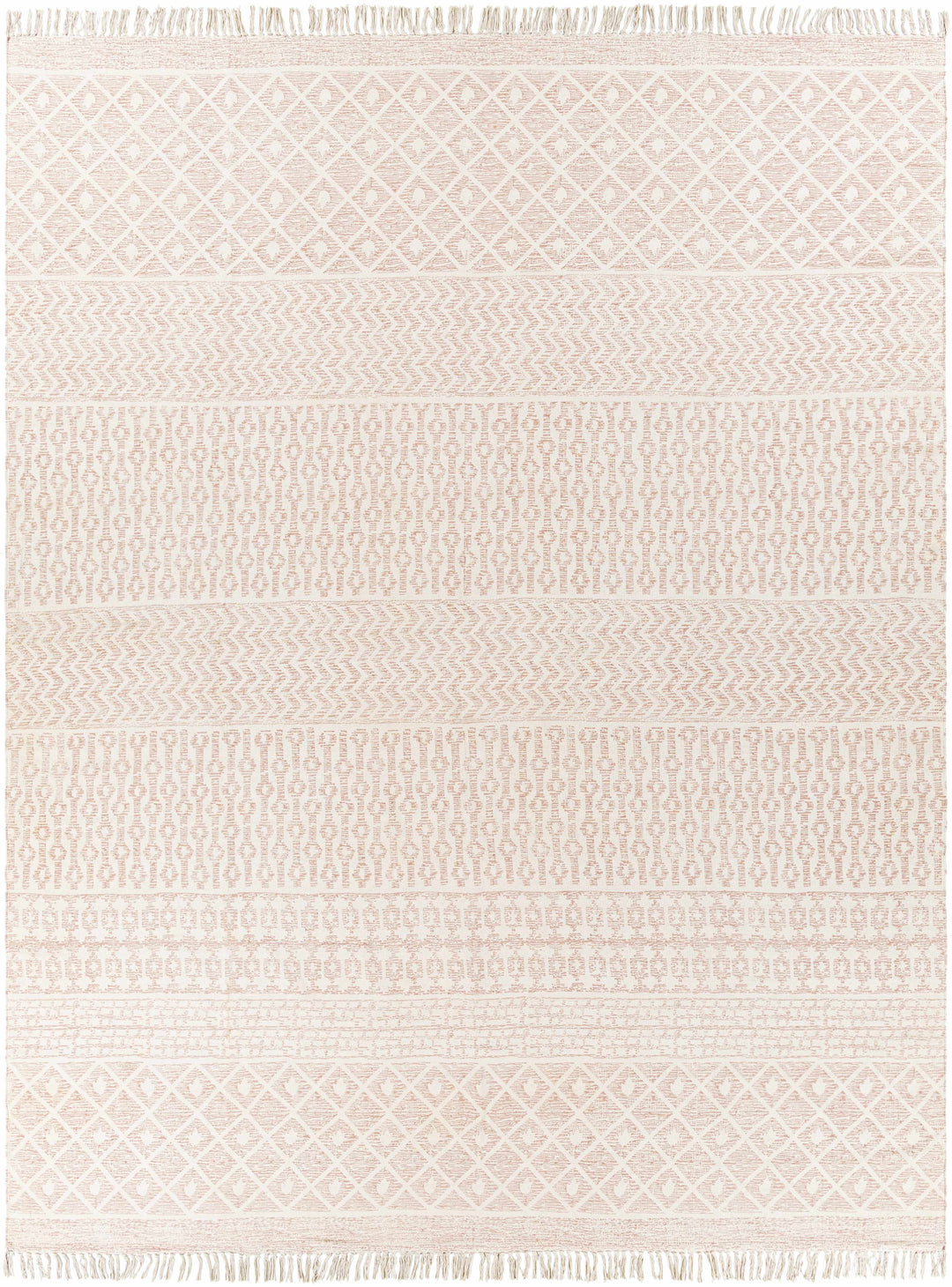 Beaverlodge Modern Geometrical Design Ivory And Pink Area Rug
